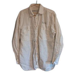 Iceberg Men's L Snoopy Woodstock White Button Front Long Sleeve Shirt Pockets